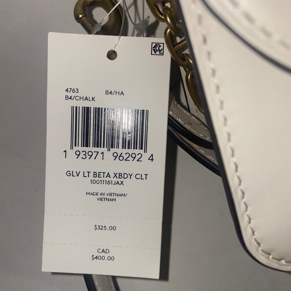 COACH Beat Crossbody Leather Chain Clutch Chalk NWT $325 - Picture 6 of 11